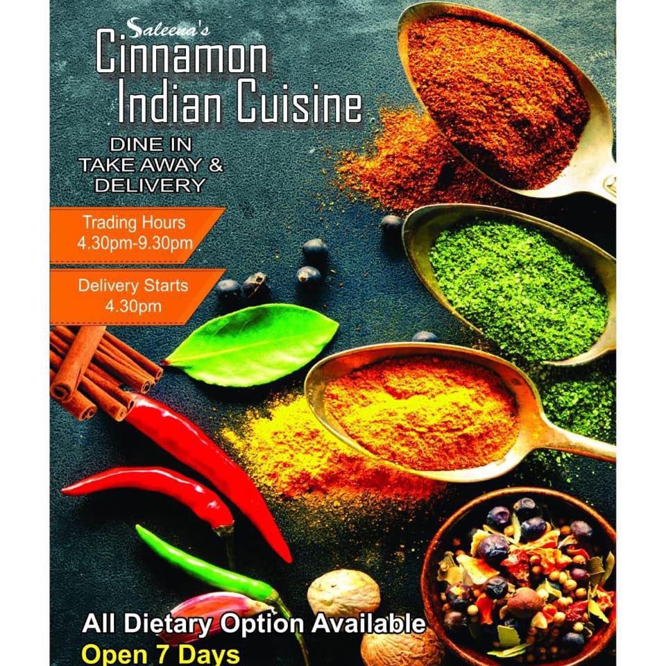 Saleena's cinnamon Indian cuisine Ambient Menu